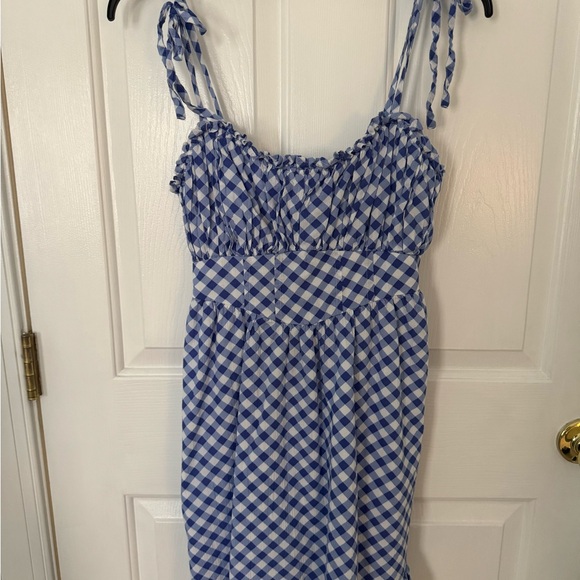 💙🤍Aerie Blue and White Gingham Ruffle Corset Sun Dress 🤍💙 - Picture 2 of 6